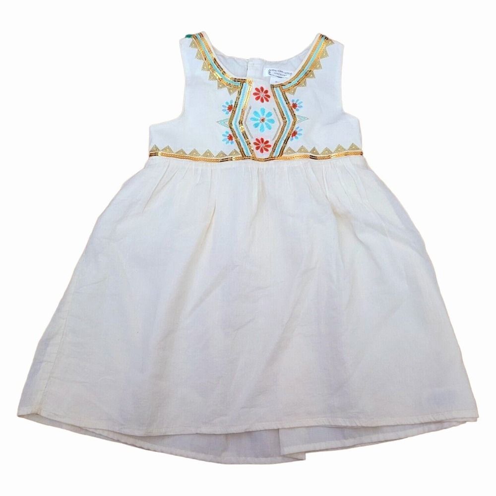 Aphorism Girls Ivory Sleeveless Dress Embroidered Bodice Sequin Details SZ 6X